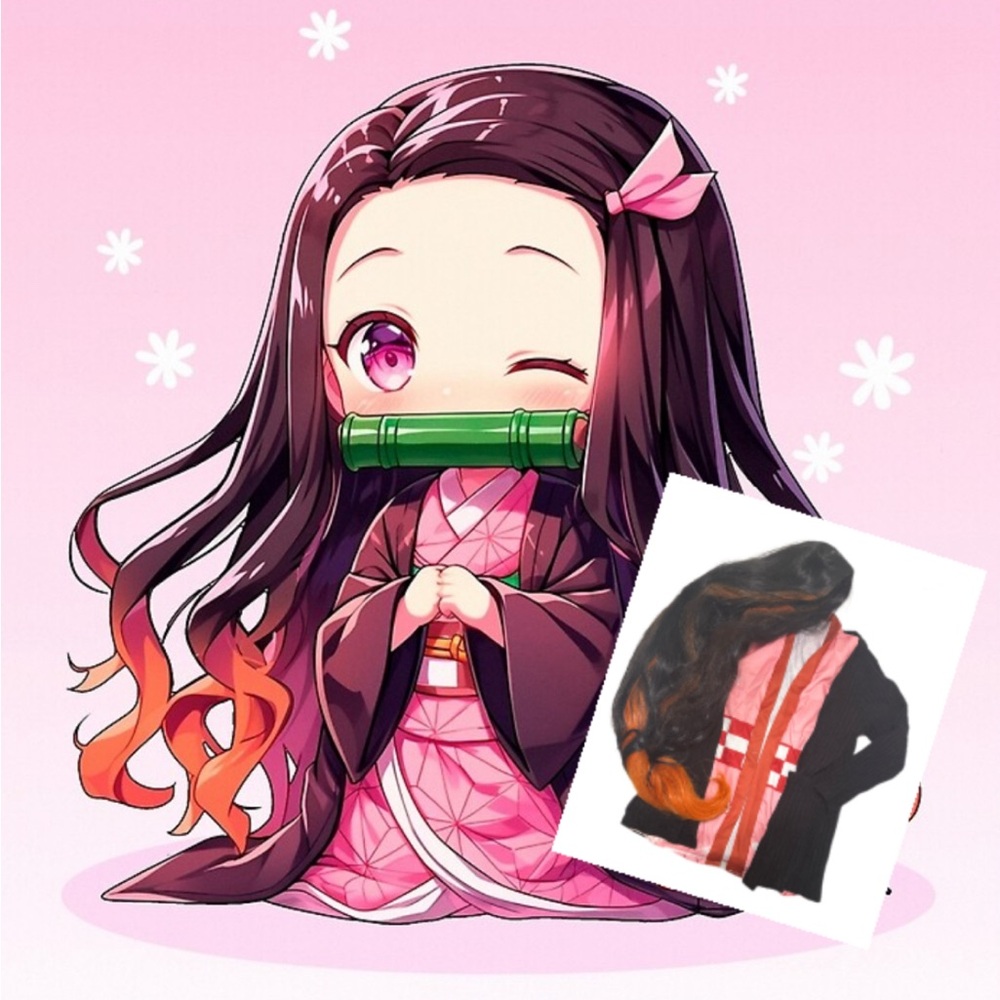 Kid’s Nesuko costume (wig, kimono and black cardigan)